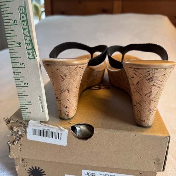 Size 12 UGG Natassia Metallic Basket Cork Flip Flop Wedge Sandals - Picture 10 of 10
